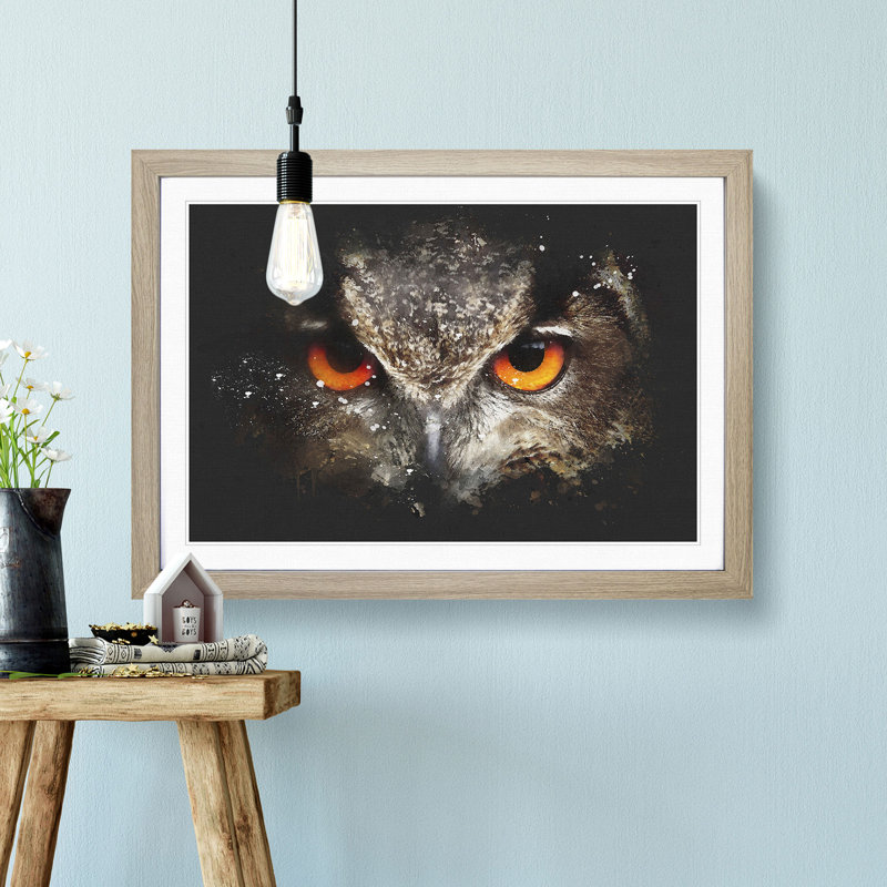 Great Horned Owl - Framed Print, Oak Framed, 62cm H x 87cm W x 2cm D