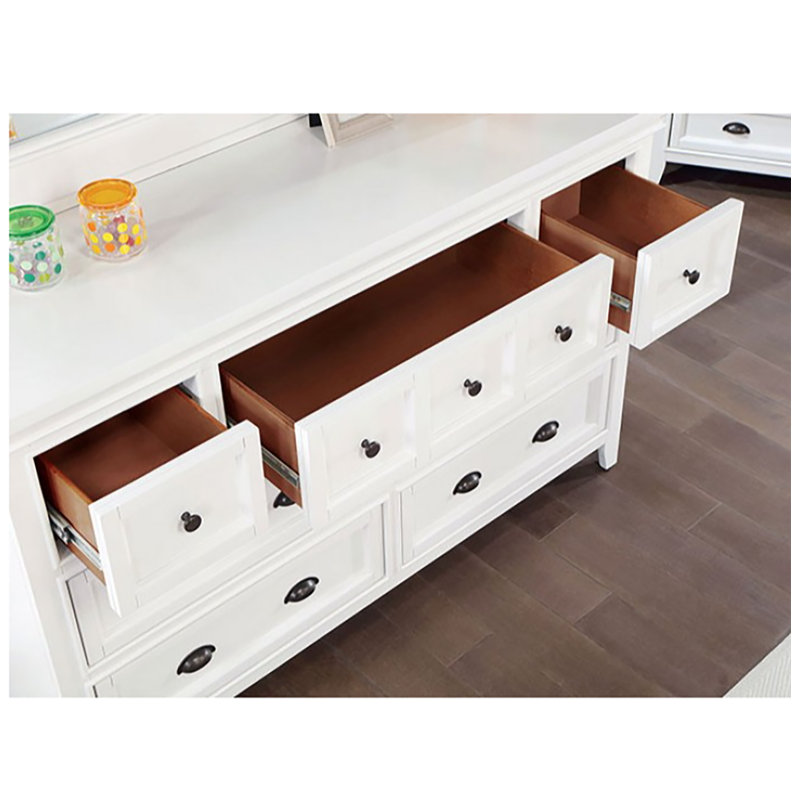 Commode 7 tiroirs l 56 po, Blanc