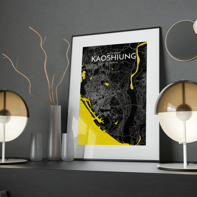 Kaoshiung City Map In Times - No Frame Print