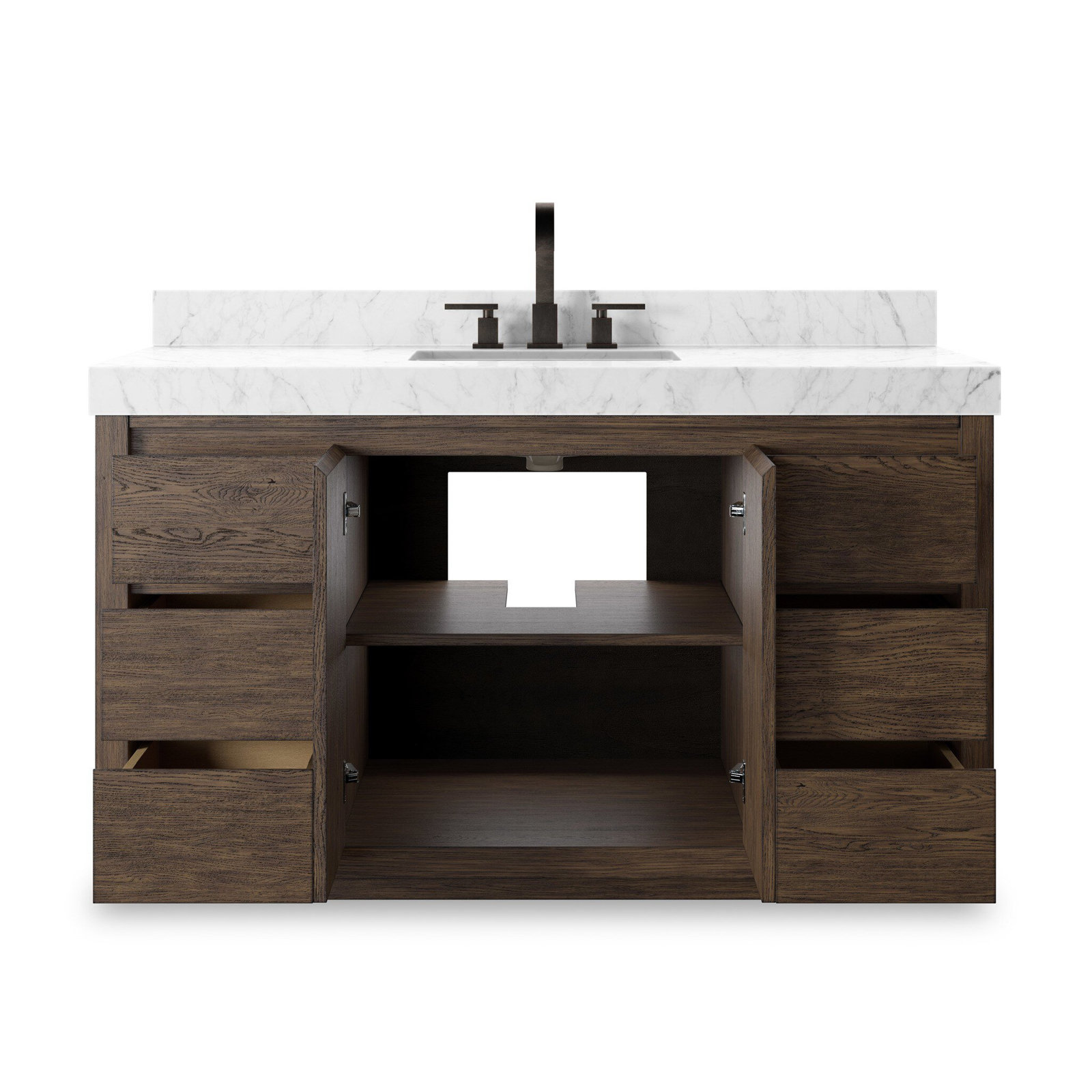 Oak Single Bathroom Vanity, Satin Espresso Oak