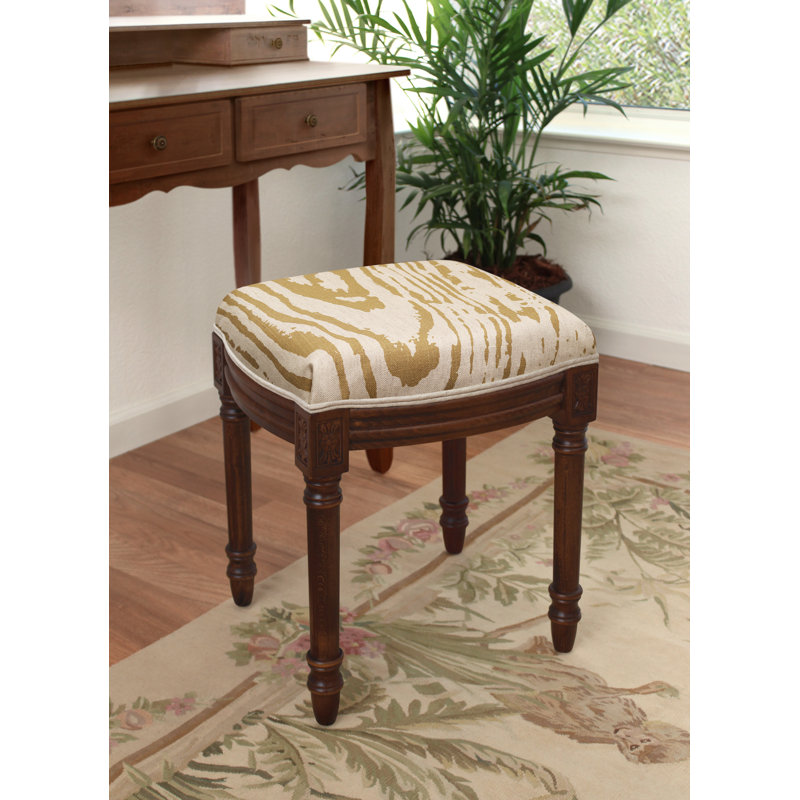 Finlayson Solid Wood Accent Stool, Wood Stain, Beige
