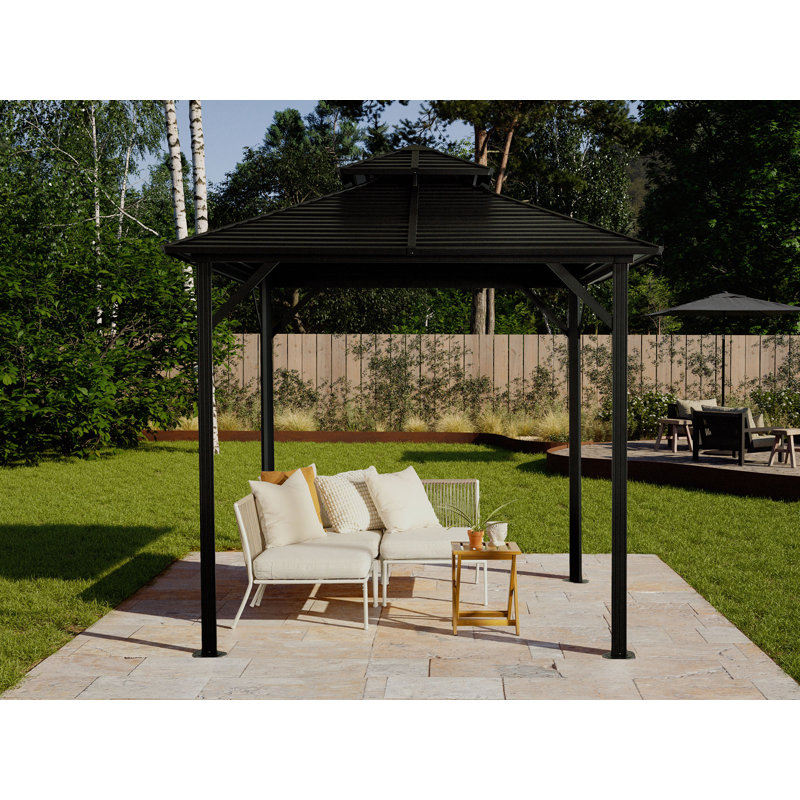 Toit en métal Shefford Gazebo, H 107,09 po x l 95,67 po x P 95,67 po