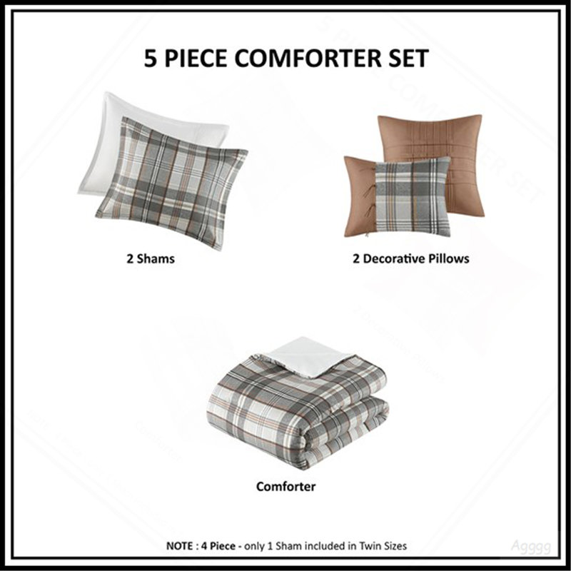 Ensemble de couette à carreaux complet, Tissu écossais multicolore