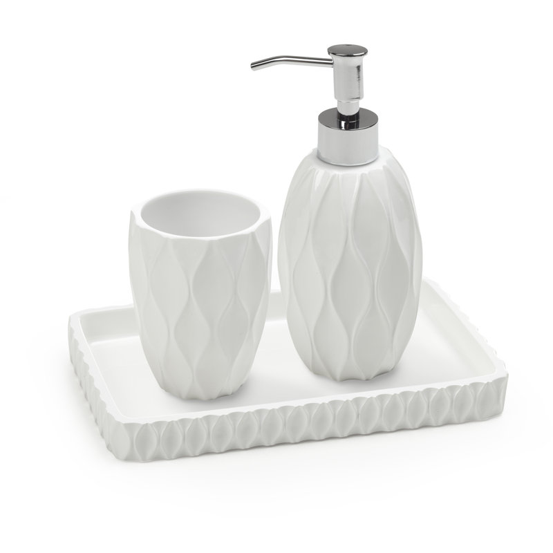 Wave 3 pc bathroom accessory set