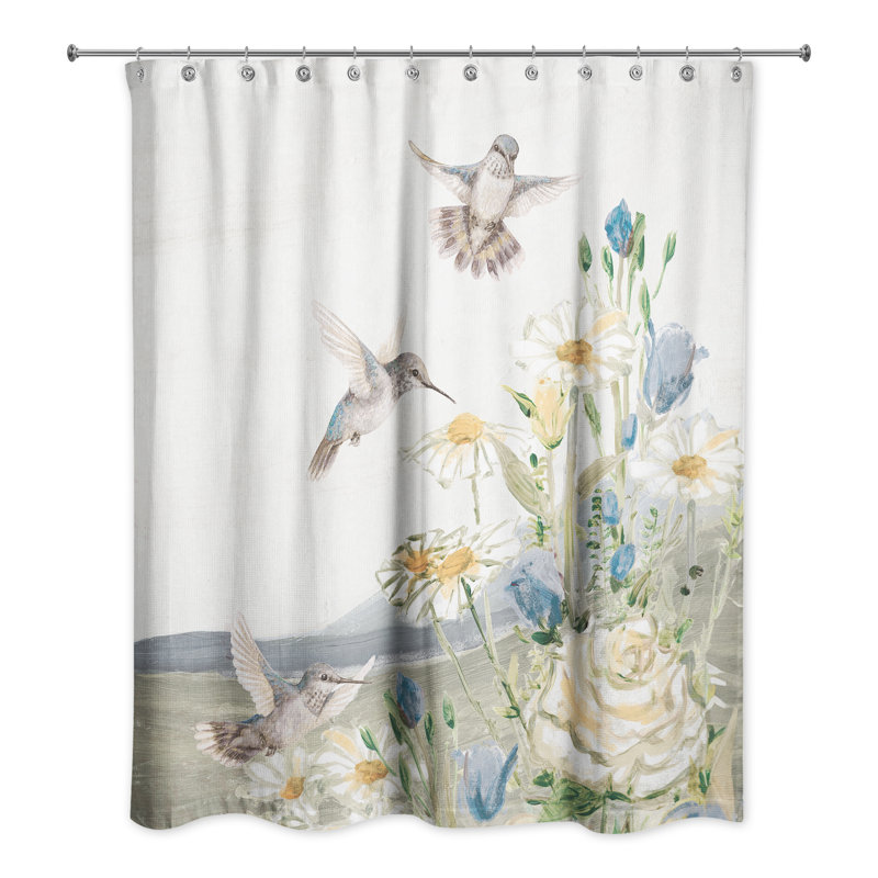 Rideau de douche Colibris avec fleurs