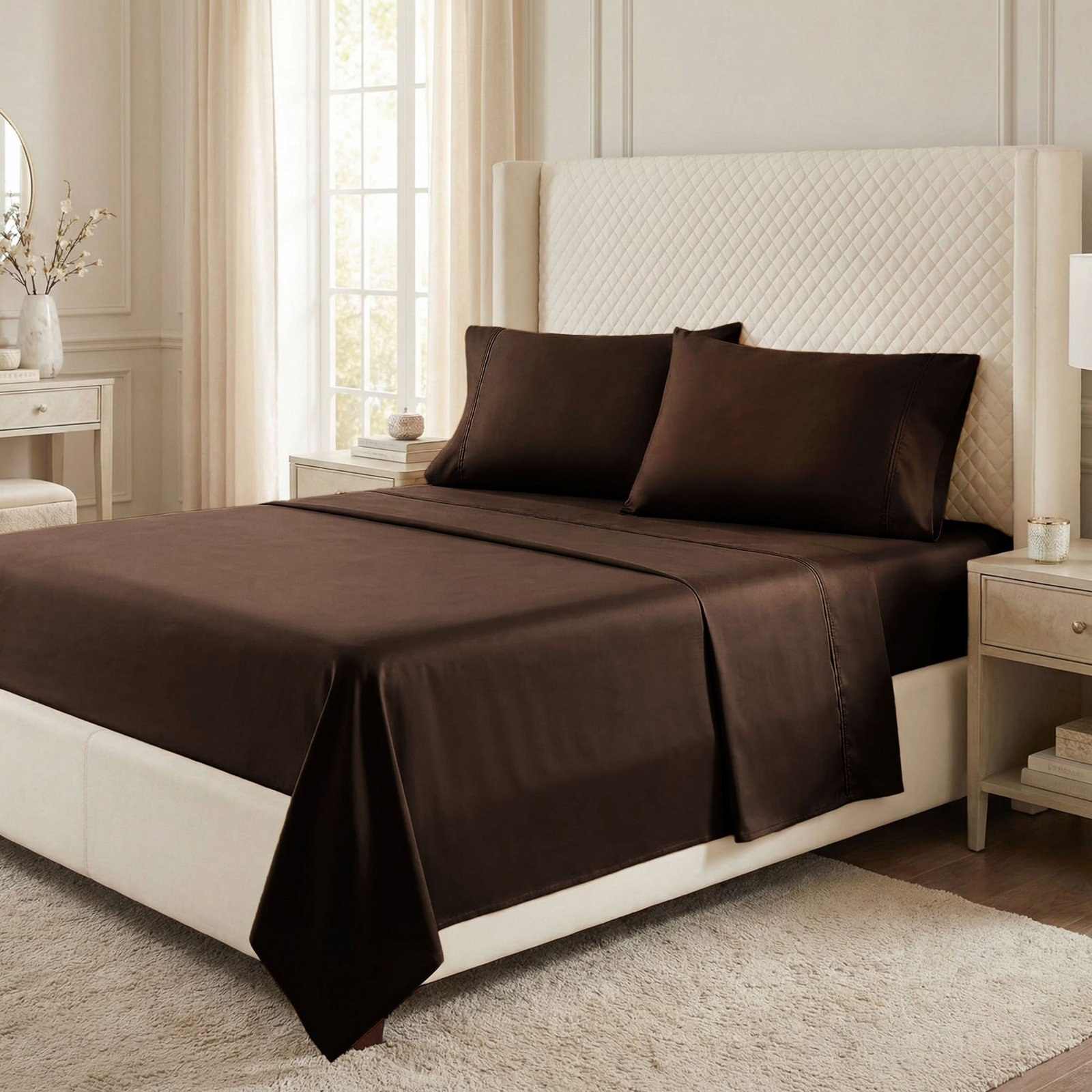 Edmont Cotton Sheet Set, Full, Chocolate