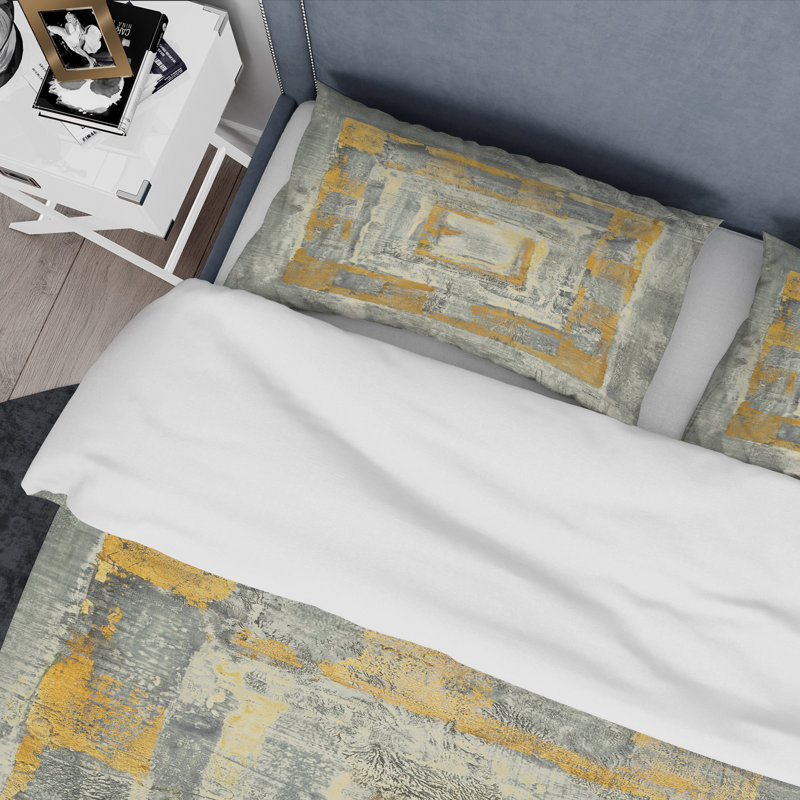 Tapisserie dorée «Gold Glam on Grey» - ensemble de housse de couette transitionnel - microfibre de polyester
