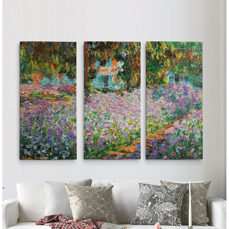 "Irises in Garden" Multi-Piece Painting Print by Claude Monet, 40" H x 60" W x 1.5" D