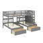 Lit superposé double au-dessus de simple et double en bois, avec rangement intégré et rails de protection-1594378462