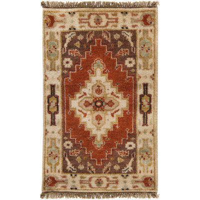 Zeus Wool Oriental Area Rug in Gray/Beige/Medium Gray