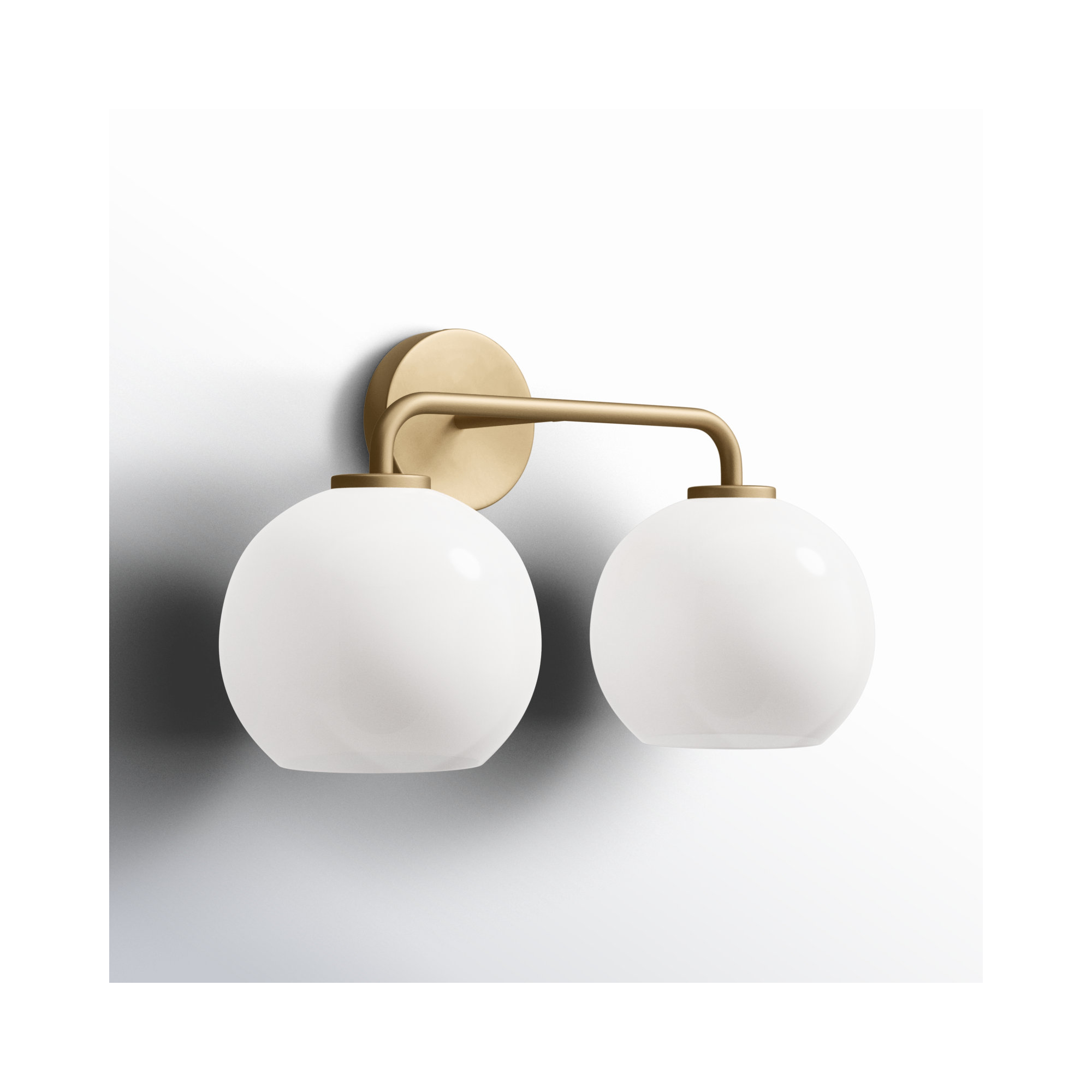 Childerley 2 Light Vanity, White, Satin Brass