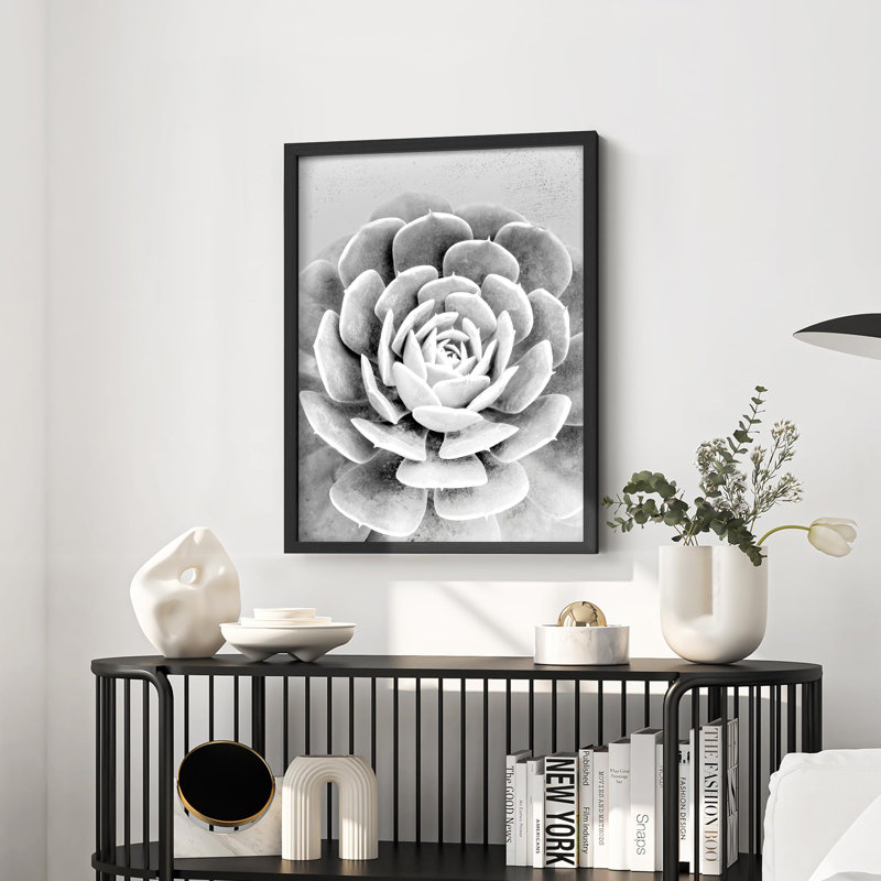 Petite œuvre grise décorative élégante avec illustration grise, Noir, H 14 po x l 11 po