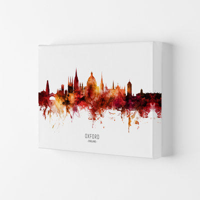 Oxford England Skyline Red City Name by Michael Tompsett - Print
