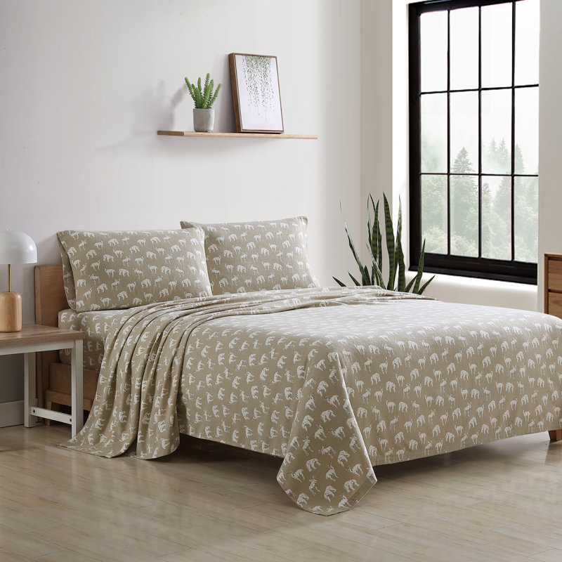 Ensemble de draps 100% coton 200 fils, Ensemble de draps pour lit simple avec 1 taie d'or, Buckridge Ridge