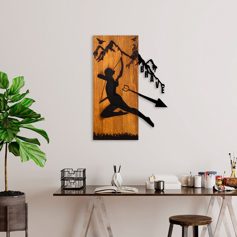 Elegant Wooden Wall Accessory, Walnut & Black Finish, 16.3 x 22.8 x 1.2 inches | 100% Real Wood with Metal Accents, Thickness: 0.8 inches | Unique Decorative Piece for Home Decor, Adds Style & Character
