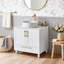 Meuble-lavabo autoportant moderne de 30 pouces avec lavabo vasque en céramique blanche