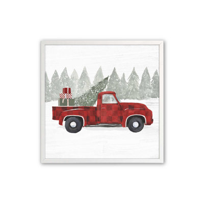 Red Truck Christmas Tree Pickup Print
