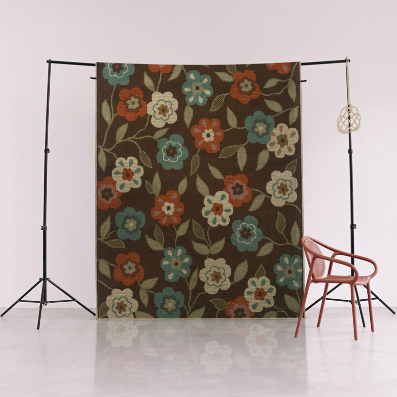 Tapis décoratif moderne et multicolore brun à motif de roses multicolores, Tapis de couloir 3 pi 4 po x 9 pi 11 po