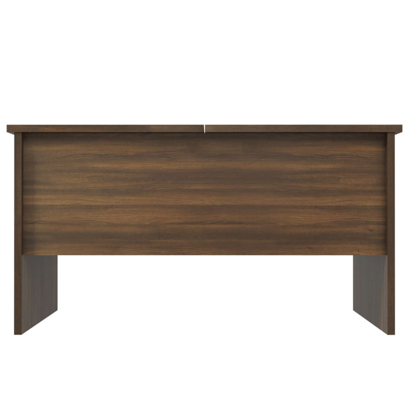 Medium Oak Noir Rectangular Lift-Top Sofa Console with Storage