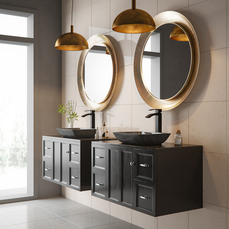 Robinet pour salle de bain Reynoldsburg, Noir mat et chrome poli
