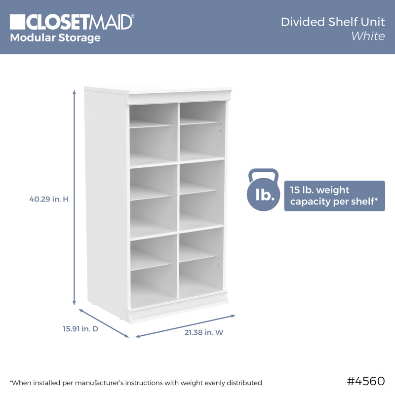 Modular Storage 21.38" W 12 Shelf Cubby Storage with Doors, White