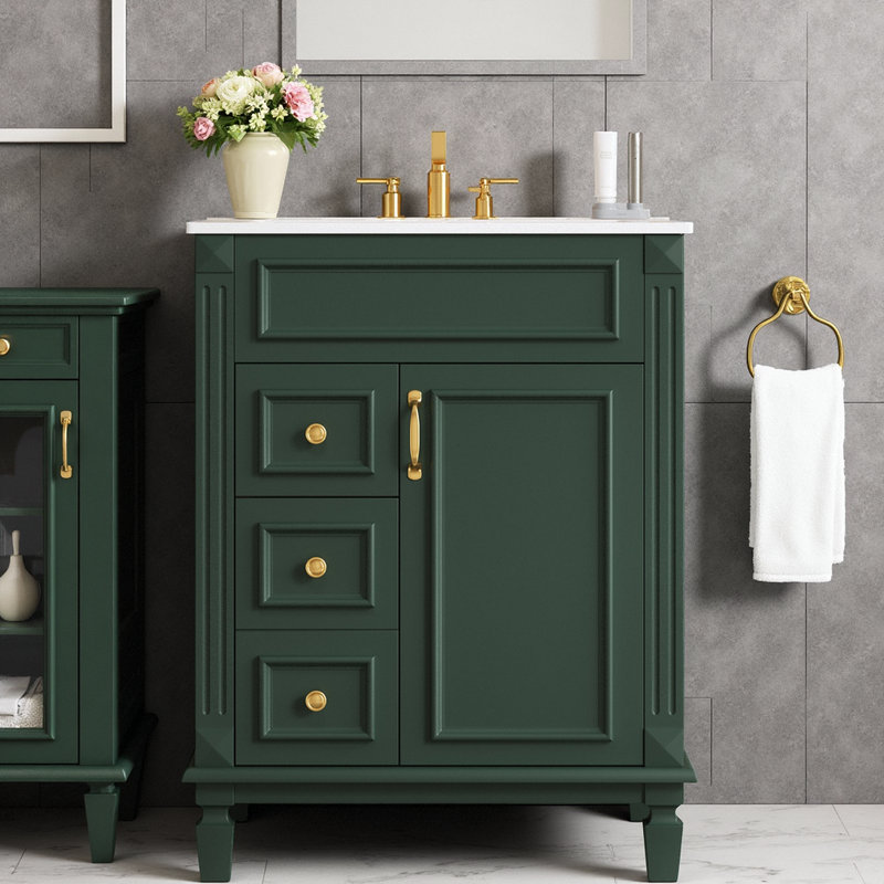 Meuble-lavabo de 24 po avec lavabo en céramique, Vert
