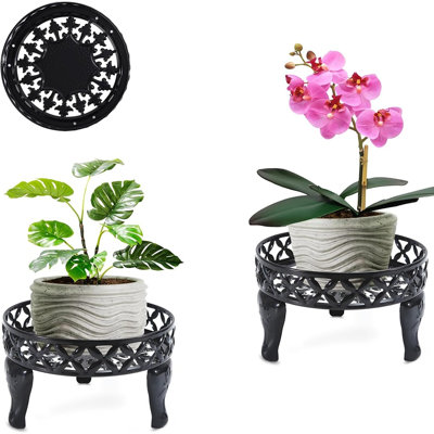 Paquet de 2 supports à plantes noirs, supports à fleurs antirouille pour ...