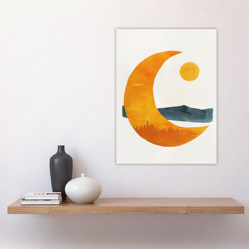 Abstract Crescent Moon Sun Sea Boho Wall Art Print