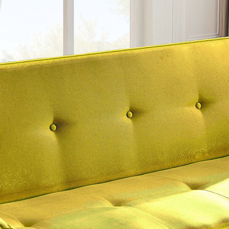 Perpetua Square Arm Sofa Bed, Yellow Velvet