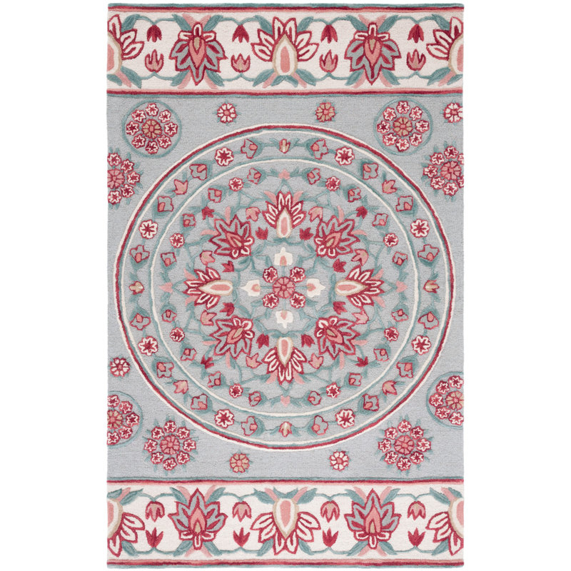 Cuayo Hand Tufted Wool Floral Rug, Rectangle 8' x 10'