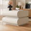Table de chevet moderne avec 2 tiroirs - Table de chevet en bois massif avec cuir microfibre blanc pour la chambre à coucher et le salon
