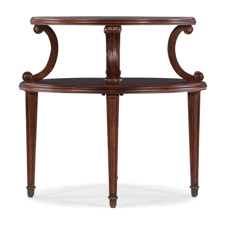 Charleston Round Cherry Veneer and Metal End Table