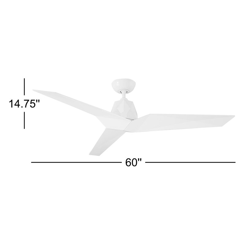 60" Vortex 3 - Blade Outdoor/Indoor Smart Standard Ceiling Fan with Wall Control Included, Works With Alexa and iOS or Android App