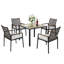Ensemble repas 5 pièces pour patio avec table en bois d'acacia et chaises en rotin - Ensemble de conversation avec trou pour parasol-1277054132-1277054135