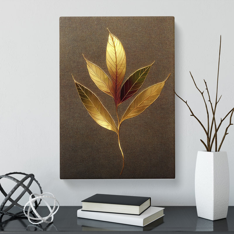 Gavazova Ivy Leaf Gold Vol.2 - Wrapped Canvas Print, 50cm H x 35cm W x 3cm D