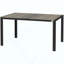 Table de salle à manger d'extérieur pour 6 personnes, table de patio rectangulaire en aluminium avec plateau en faux bois pour cour, pelouse, balcon, bord de piscine