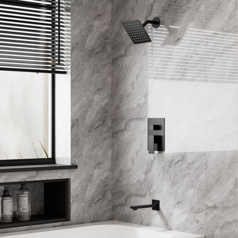 Crozet Pressure Balance Tub and Shower Faucet with 6-Inch Shower Head, 1.75 GPM Rough-in Valve, Brushed Gold