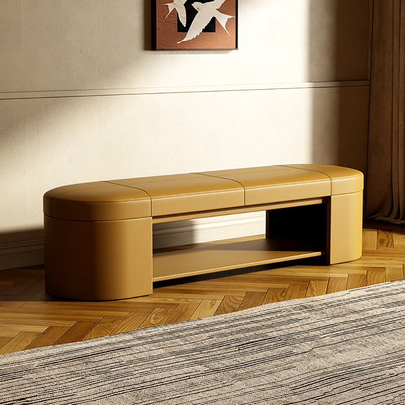 Tabouret avec rangement à chaussures 47,2 po, Jaune