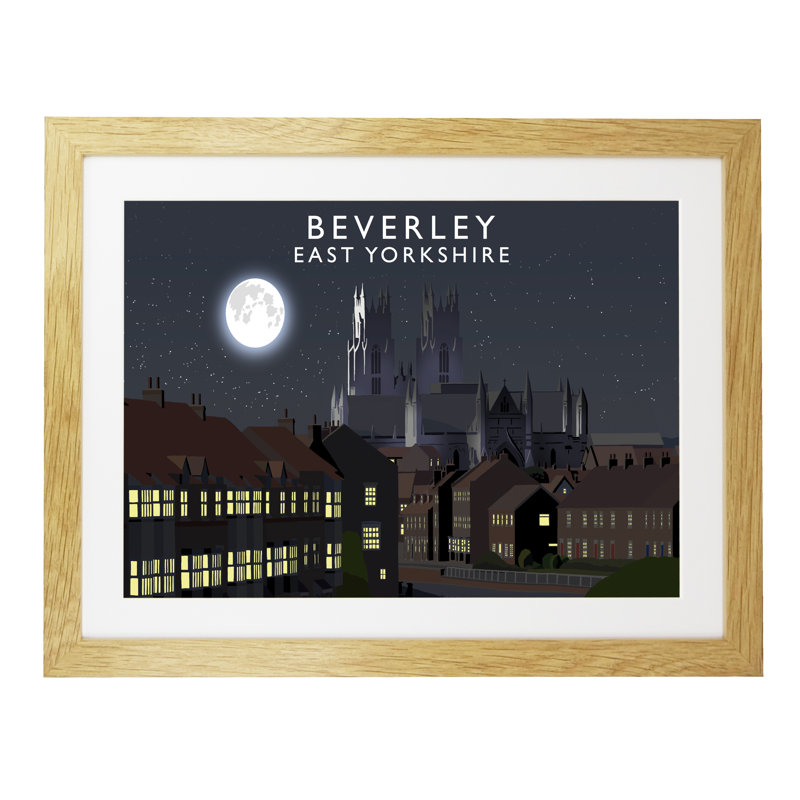 Beverley Night 1 Piece Wall Art, 44 cm H x 54 cm W x 2.2 cm D, Oak Wood Frame