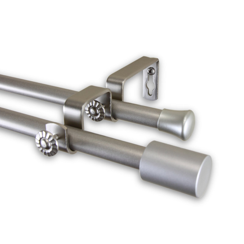 Tringle à rideaux double, 120 po, Nickel satiné