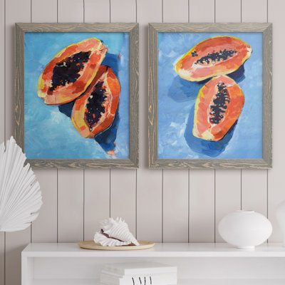 " Bold Papaya I " 2 - Pieces Painting Print