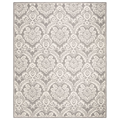 Tapis ivoire / gris en laine fait à la main Tansy