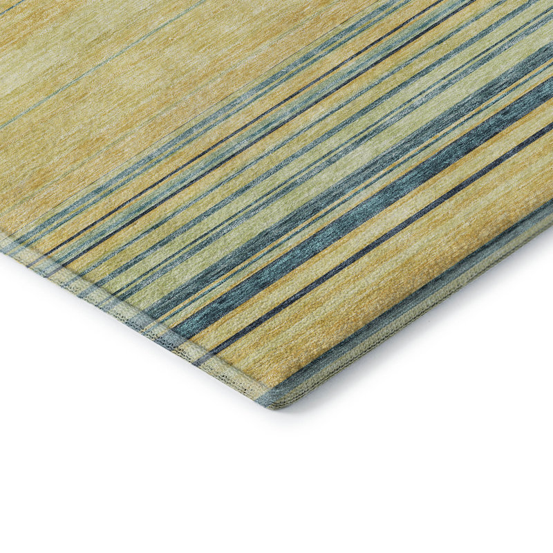 Premium Machine Washable Prisco Yellow Rug, Rectangle 9' x 12'
