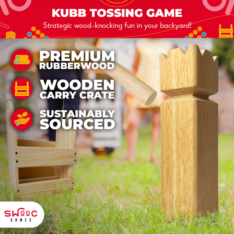 Kubb Yard Game with Crate