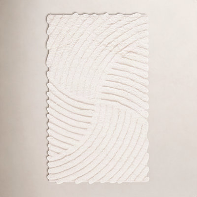 Abriel Ivory Hand-Woven Abstract Wool Rug