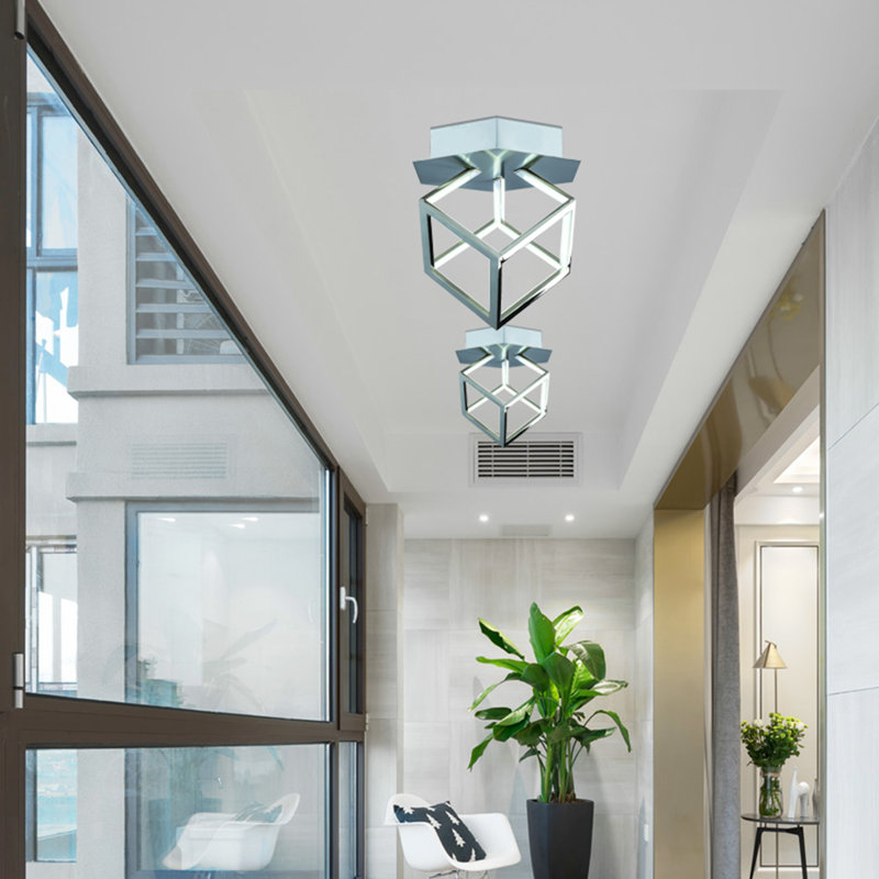Kingsbridge Modern Chrome Square Flush Mount, Nickel