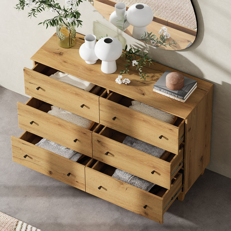 Lysiane Bedroom Dresser With 12 Drawers, Wood Wide Dresser Chests, Brown