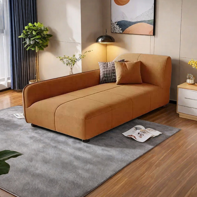 Méridiennes modernes et simples en flanelle, Orange, Orienté à droite