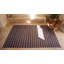 Tapis tissé à plat antique rayé mauve en coton Dhurrie