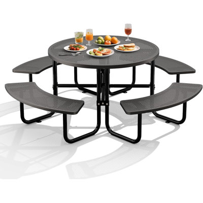 Table d'extérieur en métal bleu, toutes saisons, pour les pique-niques, les patios et les jardins
